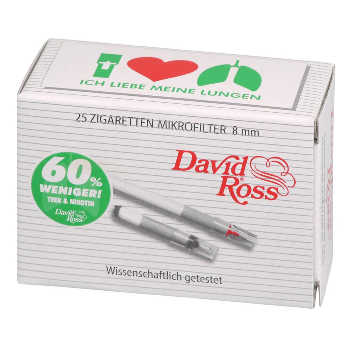 Zigarettenfilter-Aufsatz David Ross 8 mm 25 Stück