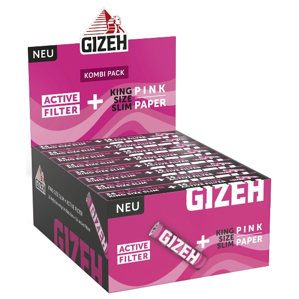 Gizeh Pink King Size Slim 16 X 34 + 16 Active Filter