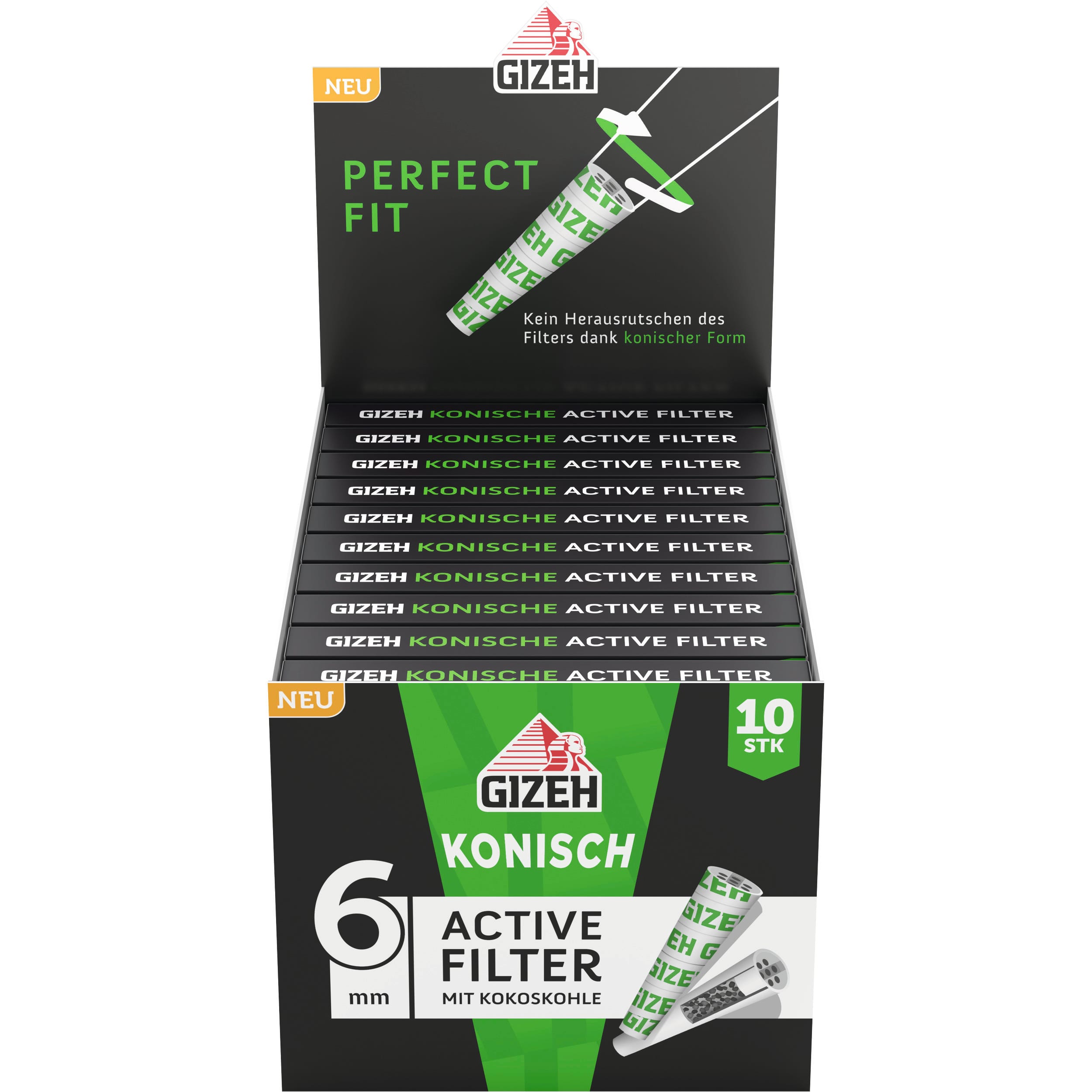 Gizeh Activ Filter Konisch 6Mm 20X10
