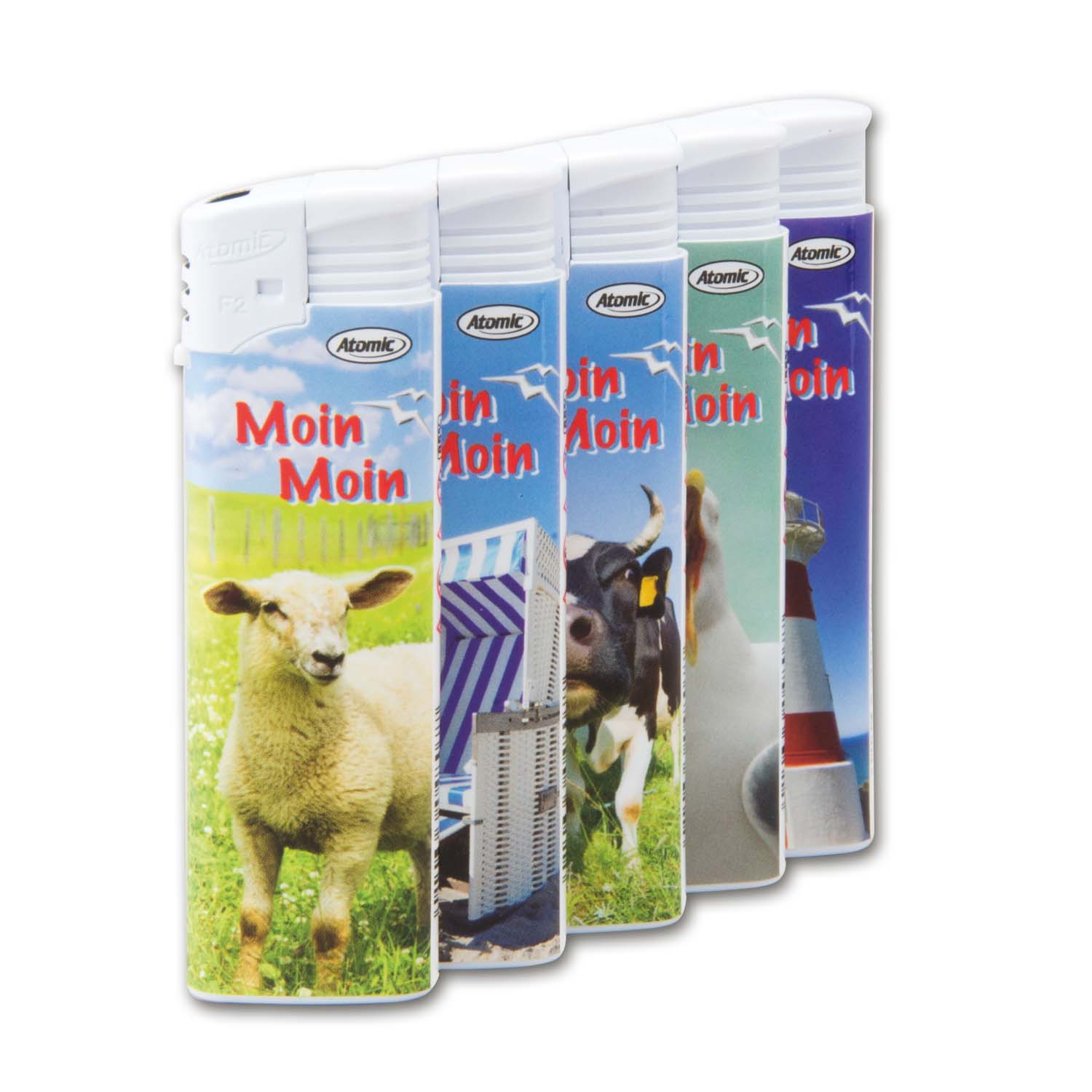 Einwegfeuerzeug Piezo Atomic Moin Moin Steller Mit 50 Stück