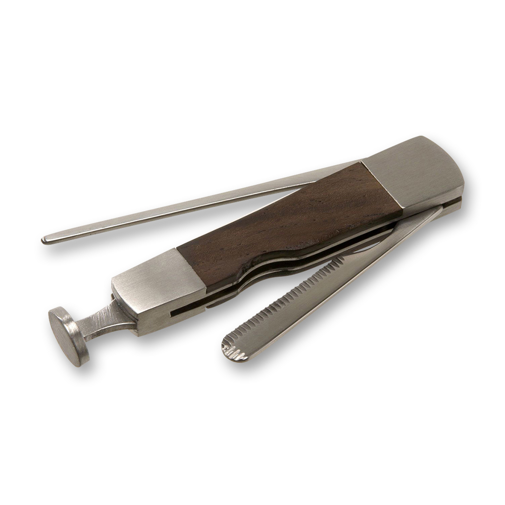 Pfeifenbesteck 3-teilig Trapezform chrom matt auÃŸen Holz