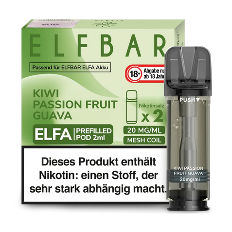 E-Liquidpod Elfbar Elfa Kiwi Passion Fruit Guava 0mg 2 Pods