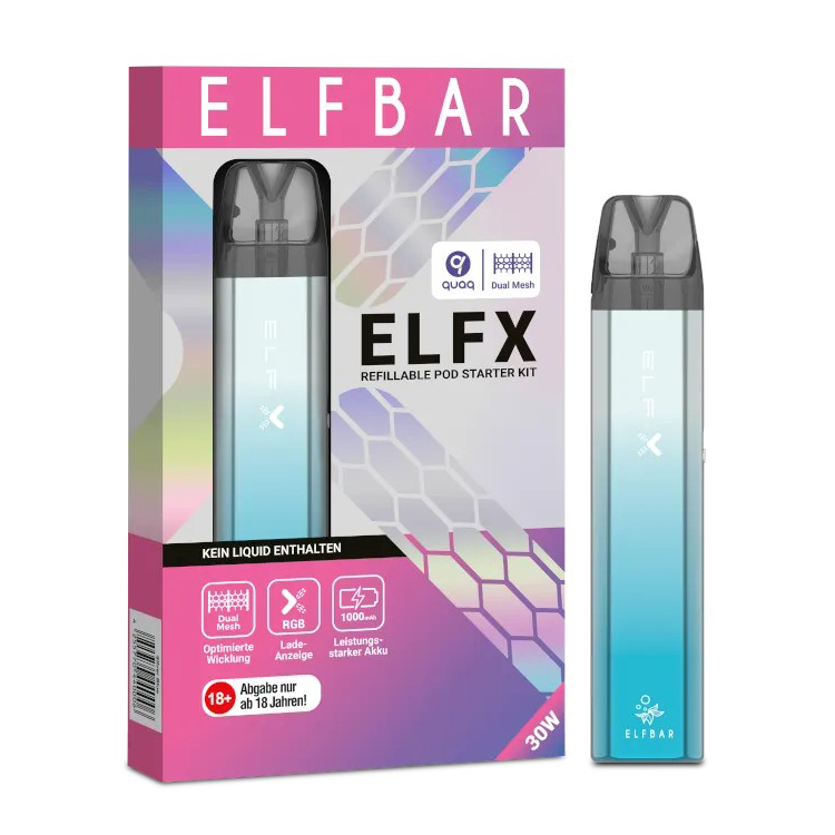 E-Zigarette Elfbar Elfx Set Silber-Blau 1000 mAh