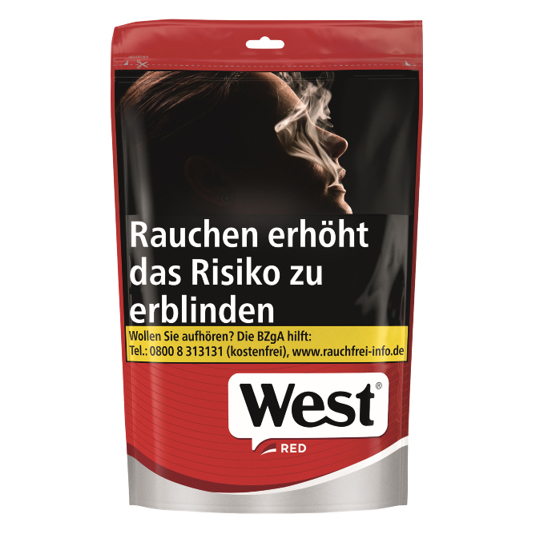West Red Volume Tobacco Zip-Beutel