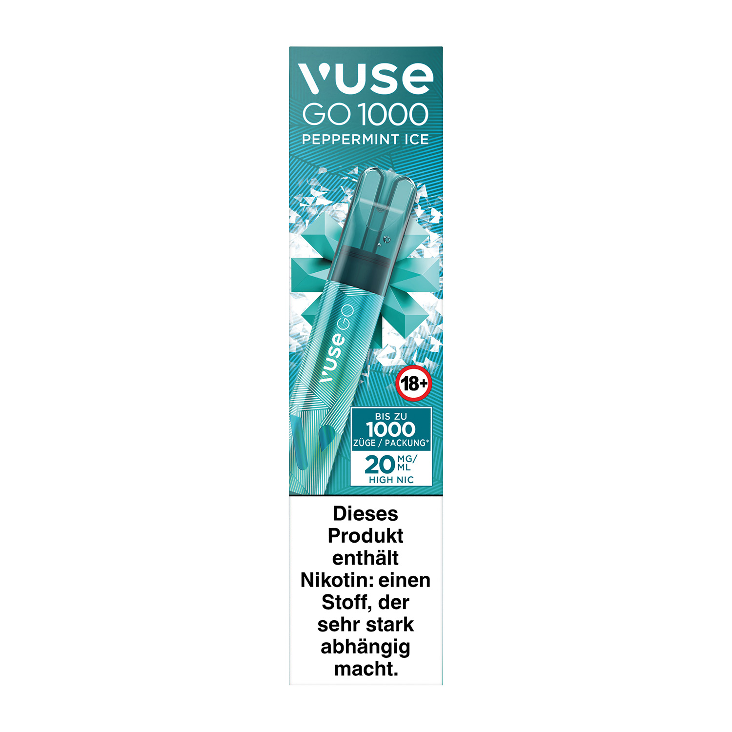E-Zigarette Vuse Go 1000 (Pen) Einweg Peppermint Ice 20mg