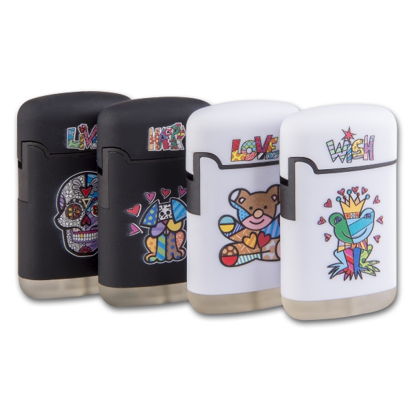 Feuerzeug (20) Jet Easy Torch 3D Britto Famous Schwarz/Weiss