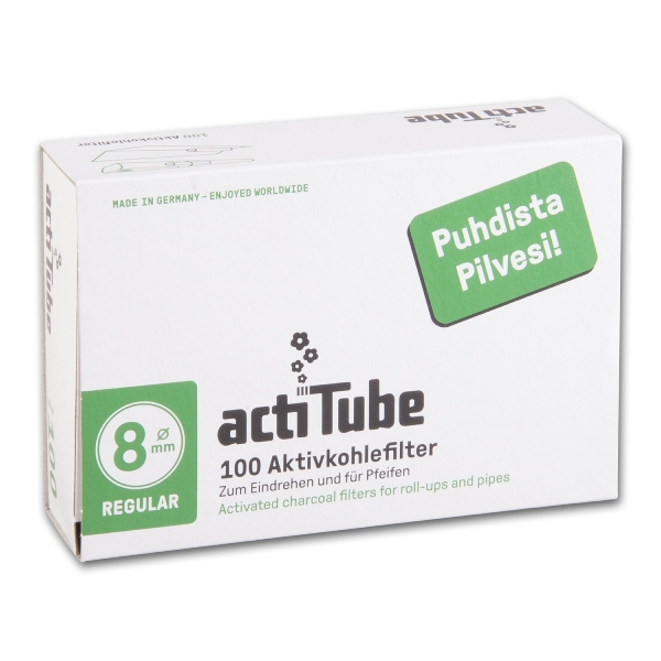 Actitube Regular 8 Mm Aktivkohlefilter 2 Keramikkappen 100 Stück