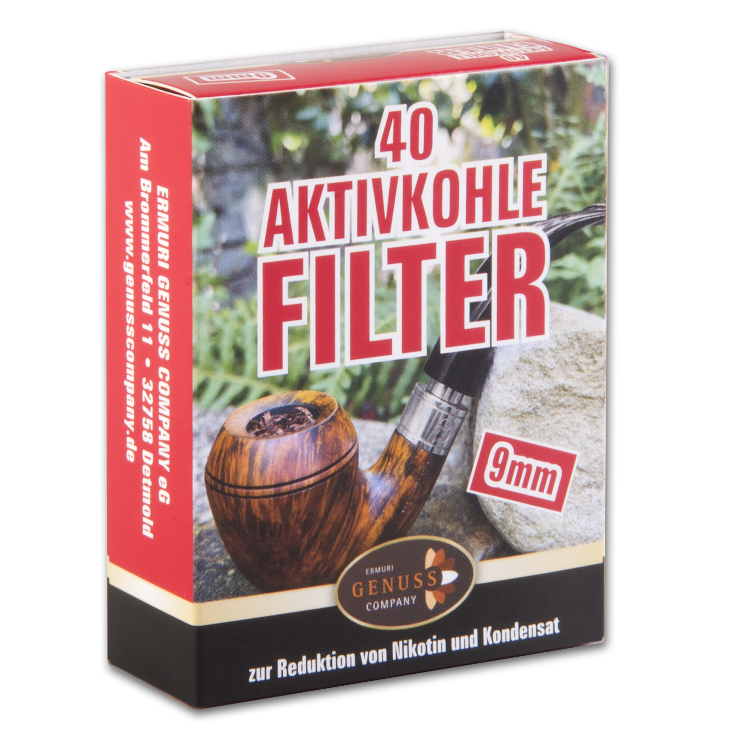 Pfeifenfilter ERMURI 9 mm Aktiv Kohle 40er Schachtel