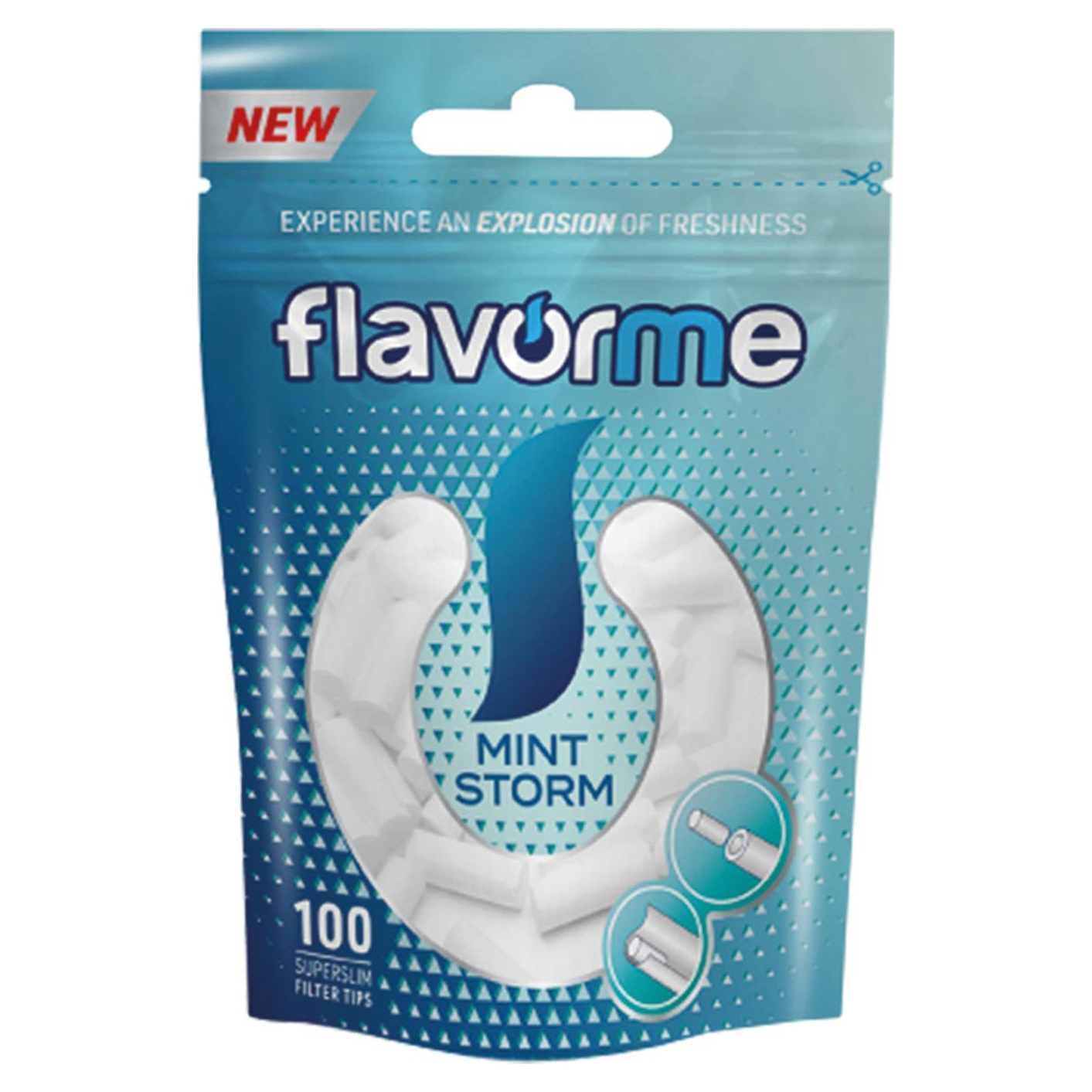 Flavorme Filter Mint Storm Tips 100 Filter Pro Beutel