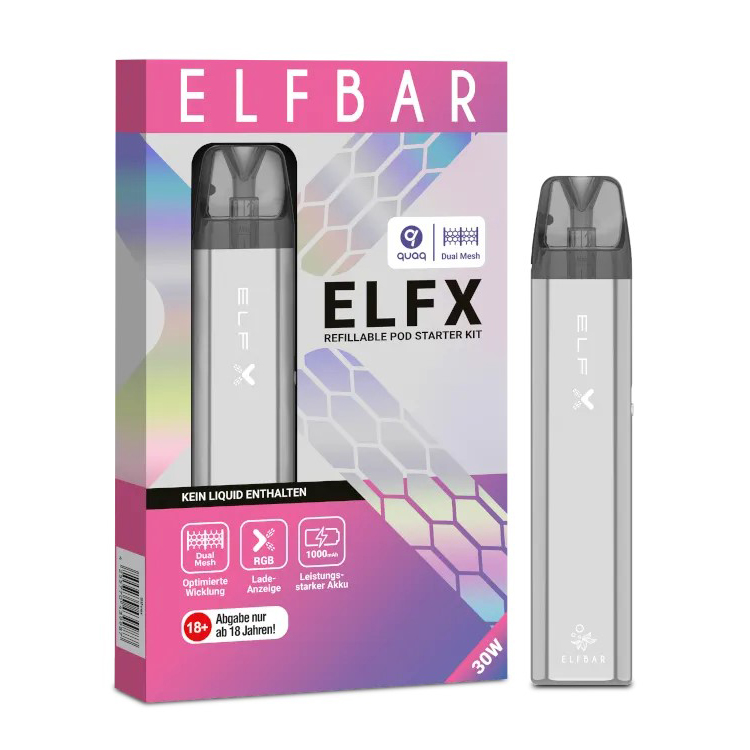 E-Zigarette Elfbar Elfx Set Silber 1000 mAh