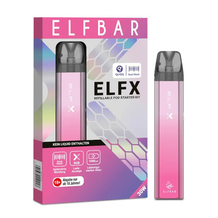 E-Zigarette Elfbar Elfx Set Silber-Pink 1000 mAh