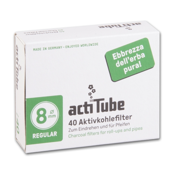 Actitube Regular 8 Mm Aktivkohlefilter 2 Keramikkappen 40 Stück