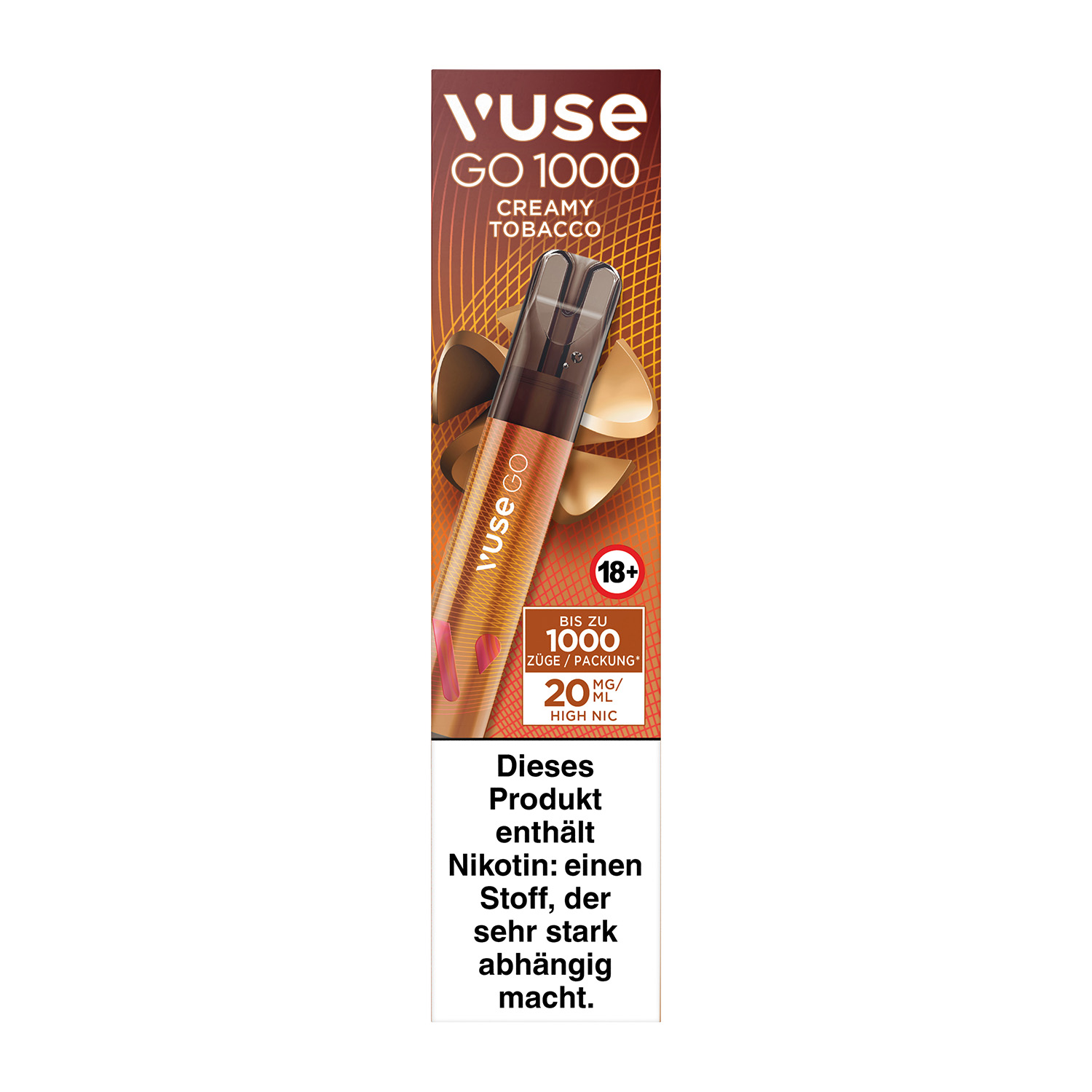 E-Zigarette Vuse Go 1000 (Pen) Einweg Creamy Tobacco 20mg