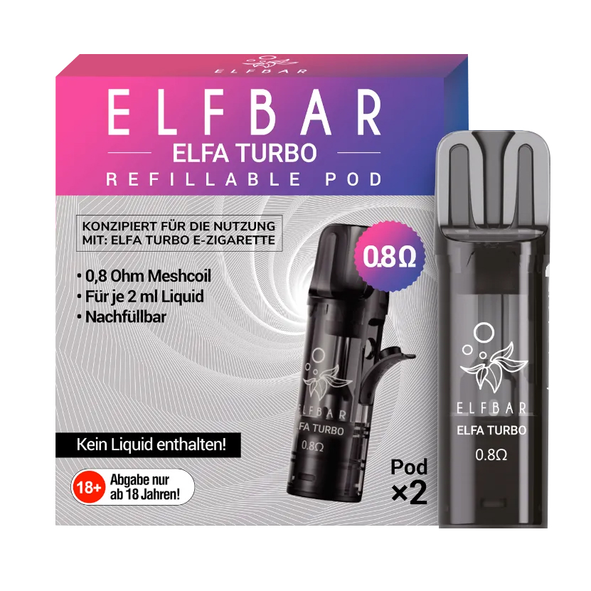 E-Clearomizer Elfbar Elfa Turbo Pod 0.8 Ohm 2 StüCk